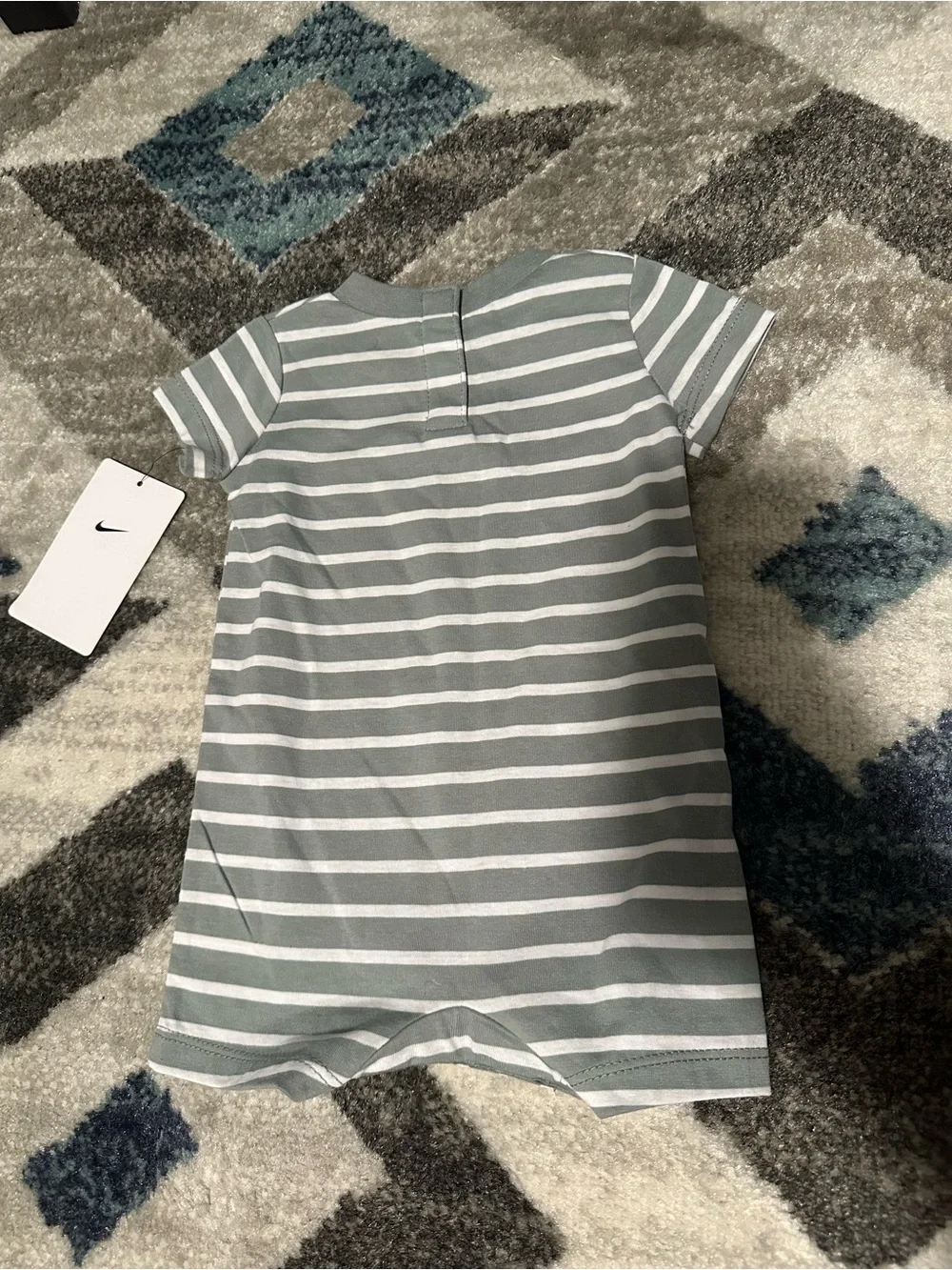 Nike Gray & White Striped Infant Romper with Swoosh